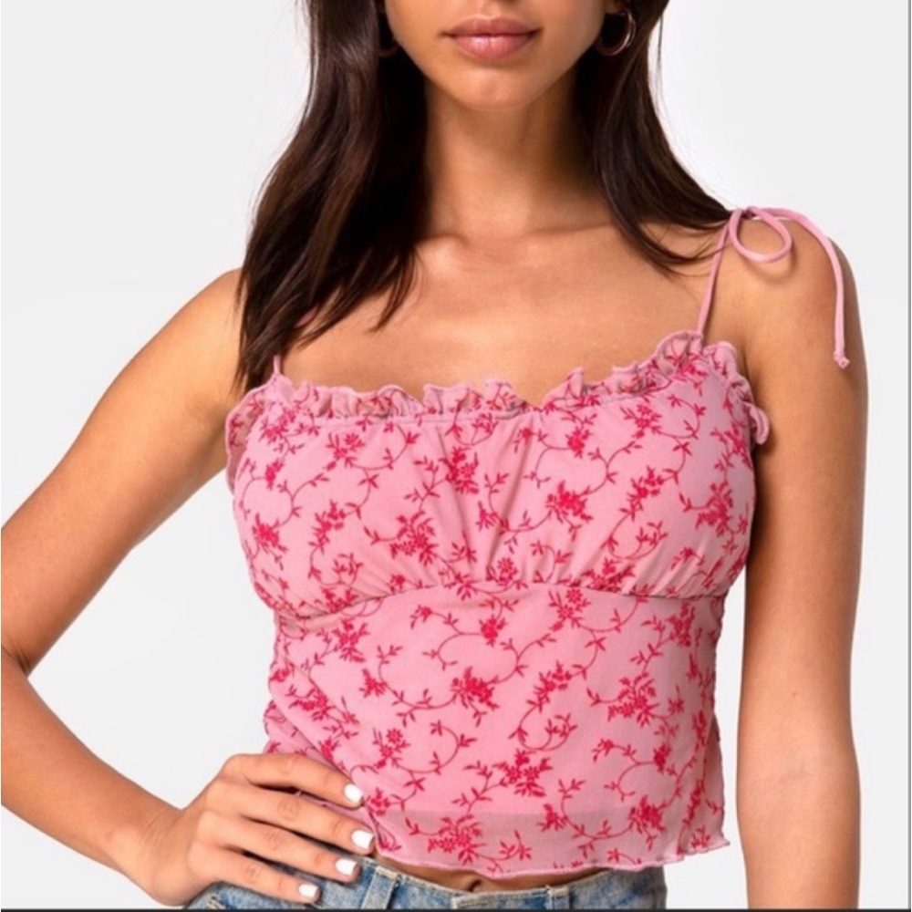 Motel Rocks Pink Floral Crop Top: Kalsi Top In Love Bloom Pink Flock 🌸